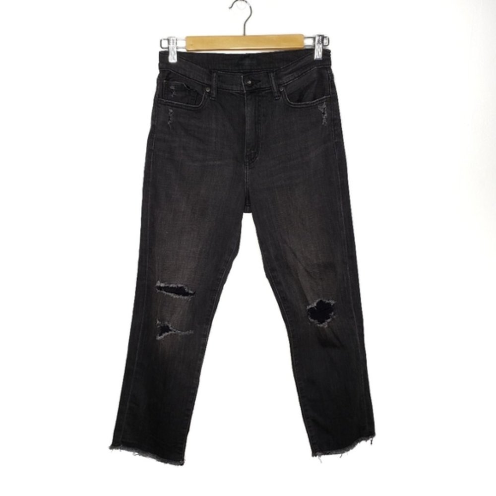 NWT Black/Grey Distressed Boyfriend Jeans, Sz 25